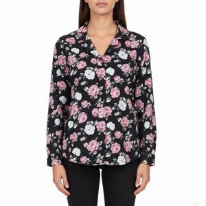 Asos Womens Black & Pink Floral Button-Up Long Sleeve Shirt Size US 8